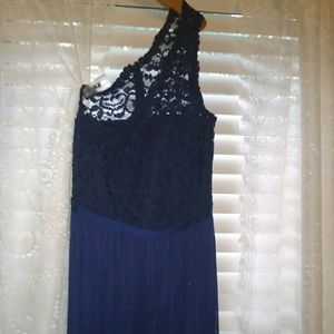 David's bridal one shoulder lace top dress